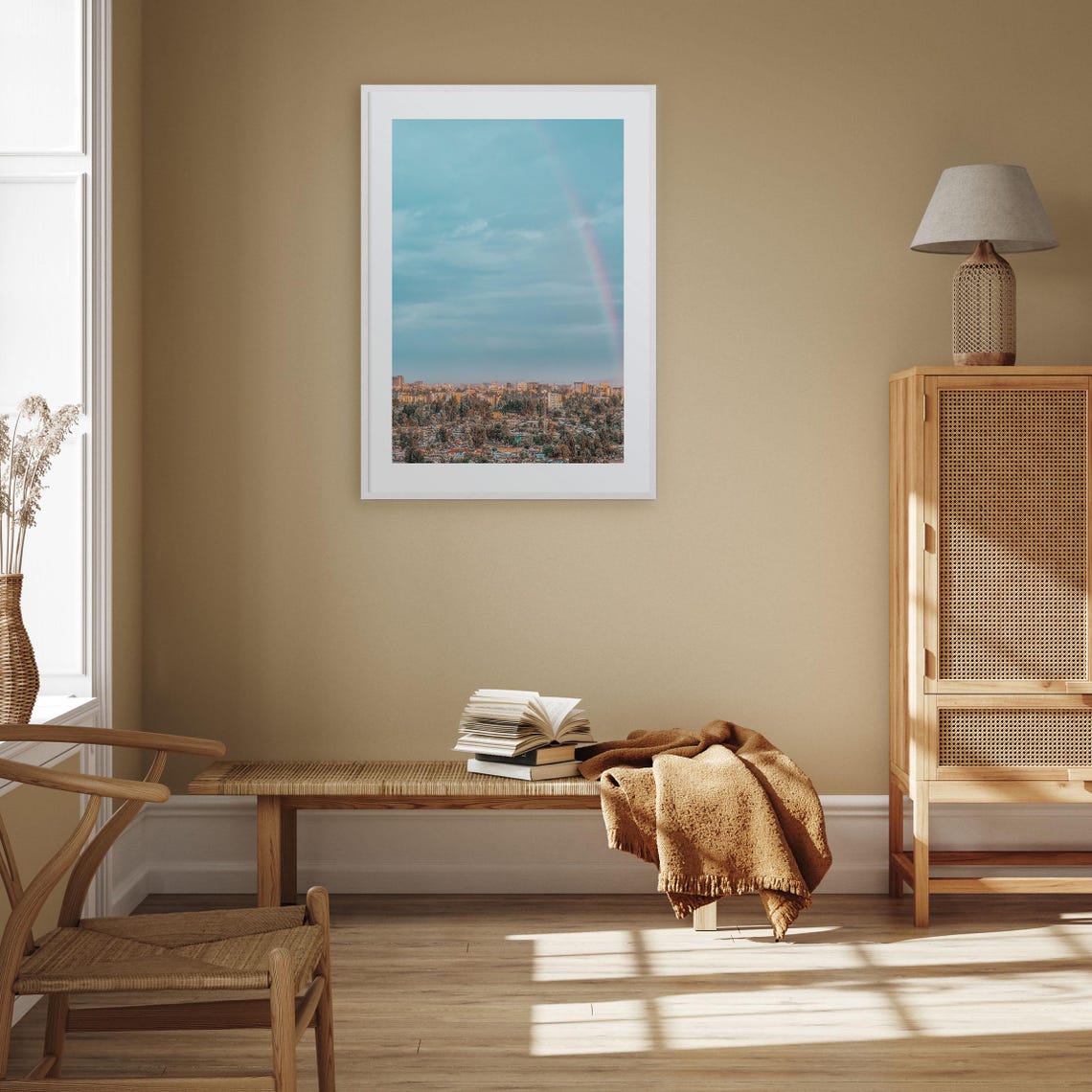 Addis Ababa Ethiopia City Rainbow Skyline Panoramic View Poster - Image 2
