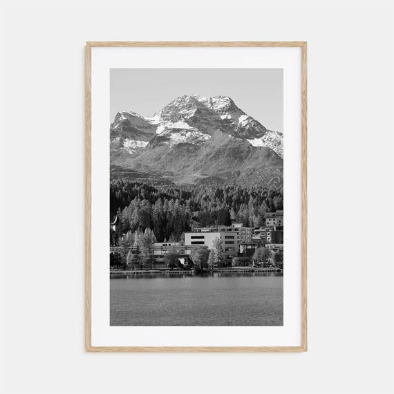 St Moritz Photo Poster Print St Moritz Black And White Wall Art Saint Moritz Photography St Moritz Travel St Moritz Map Poster