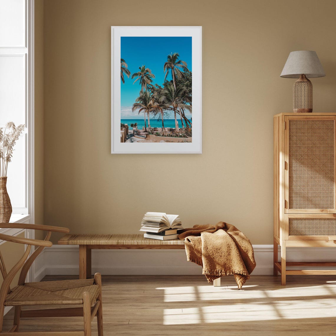 Nayarit Mexico Palm Tree Path Tropical Beach Turquoise Sea Poster - Image 3