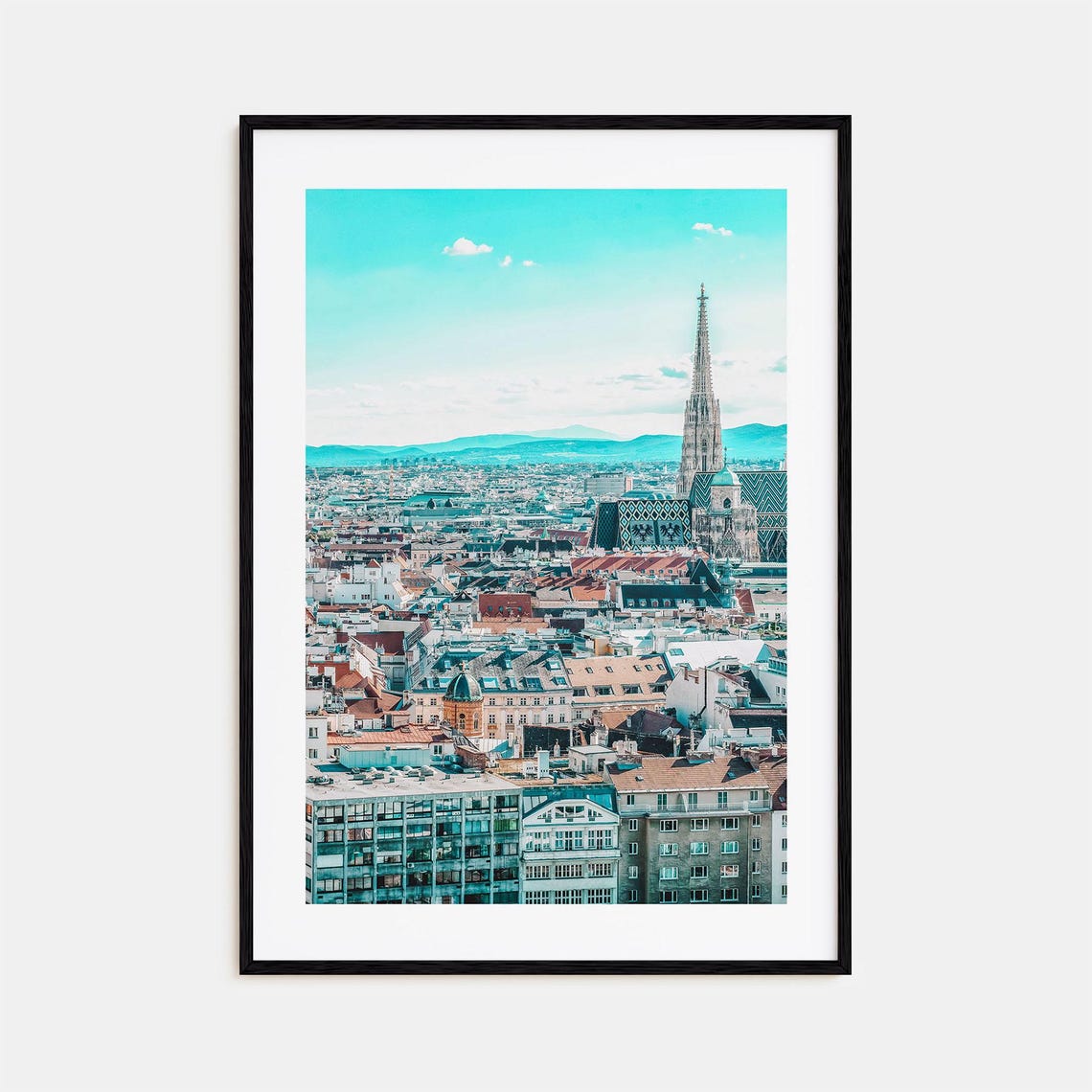 Vienna St Stephens Cathedral Spire Old Town Rooftops View Photo Poster