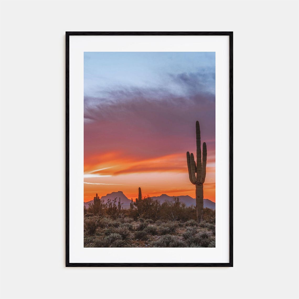 Tucson Desert Sunset Saguaro Cactus Silhouette Arizona Poster