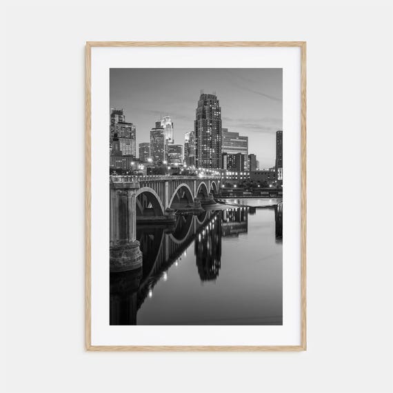 Minneapolis Black And White Travel Poster Print