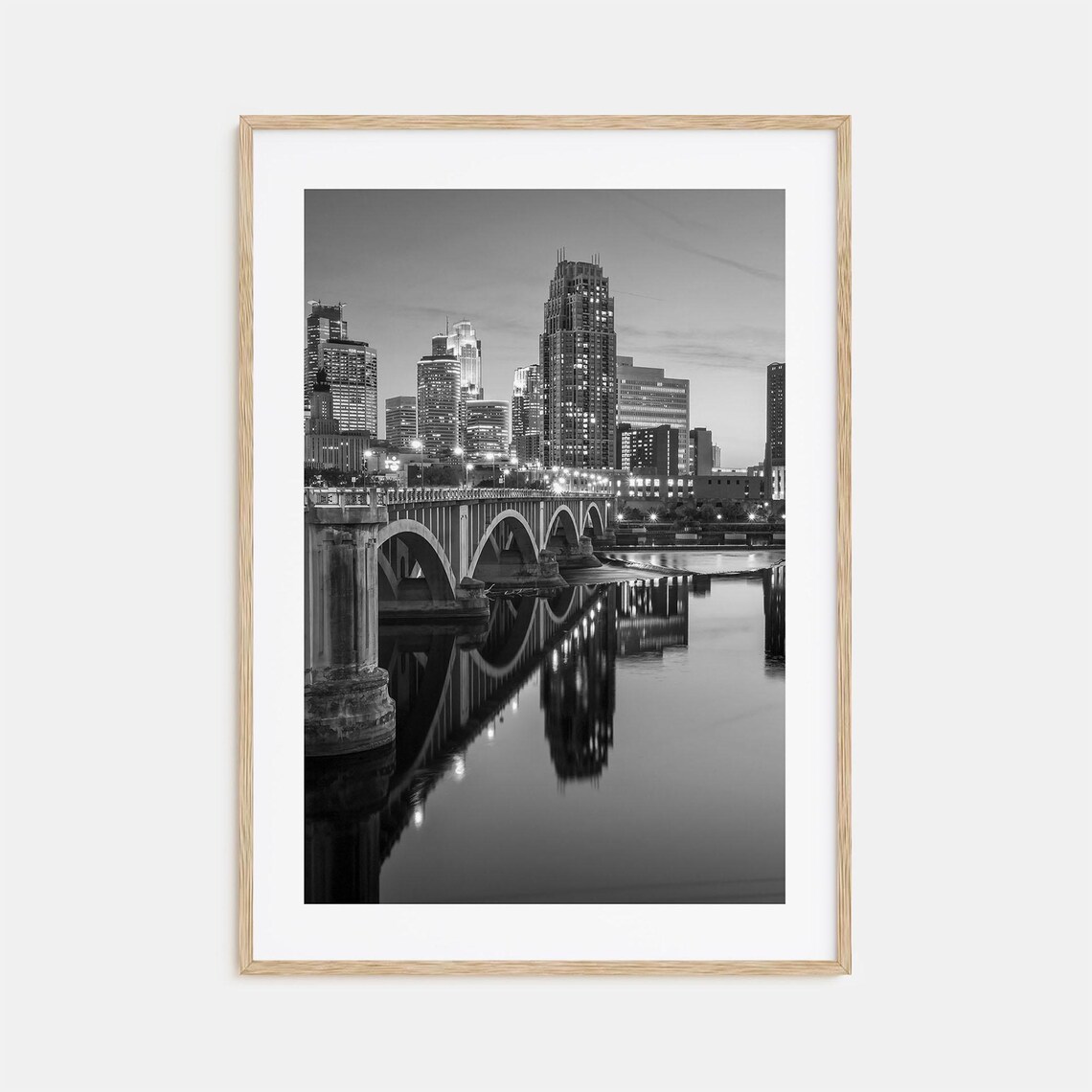 Minneapolis Black And White Travel Poster Print