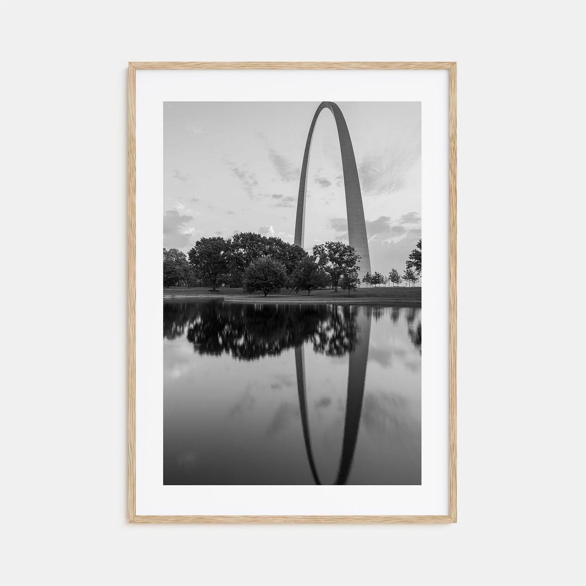 St Louis Gateway Arch Reflection Black and White Arch Poster