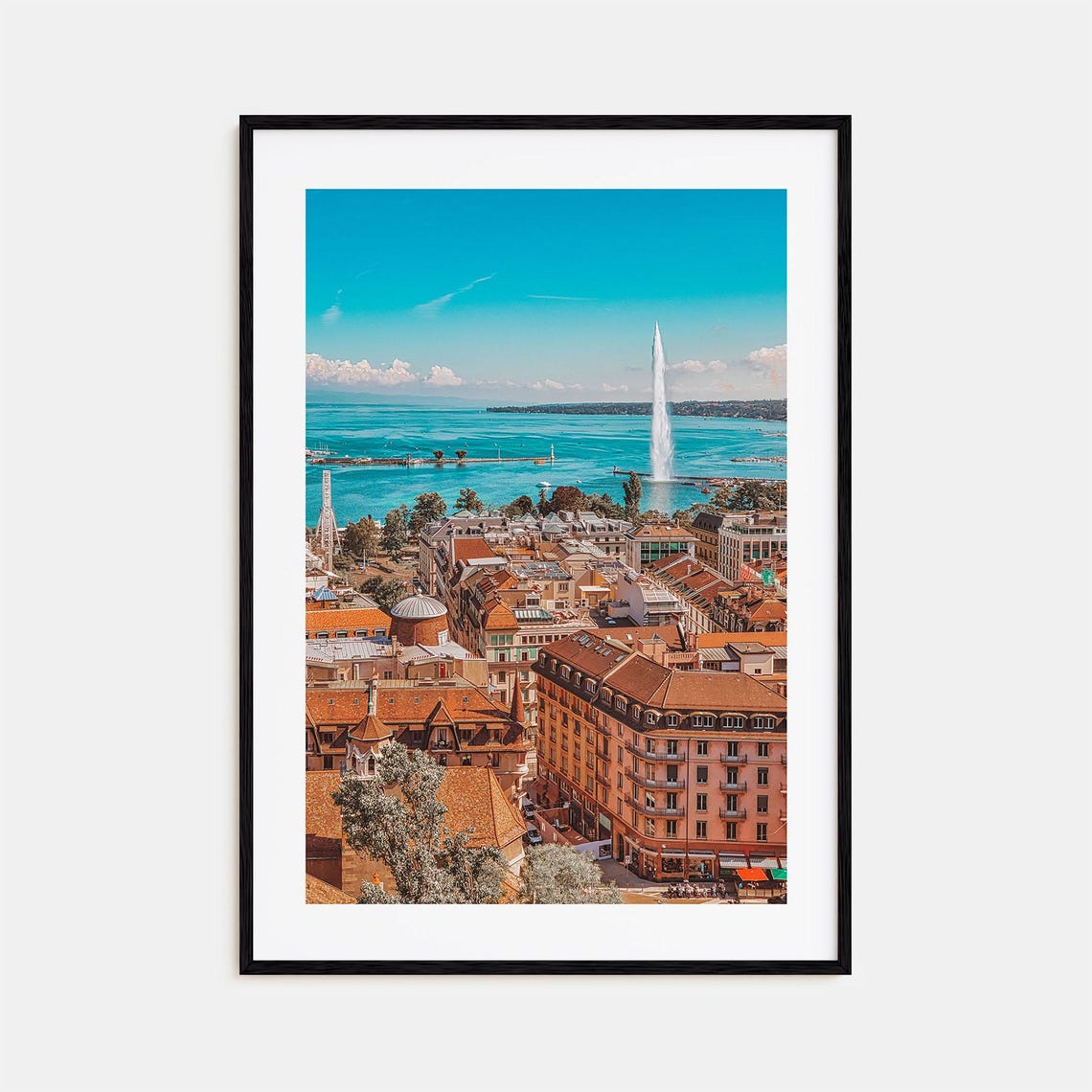 Geneva Switzerland Photo Jet d Eau Fountain Lake Geneva View Poster