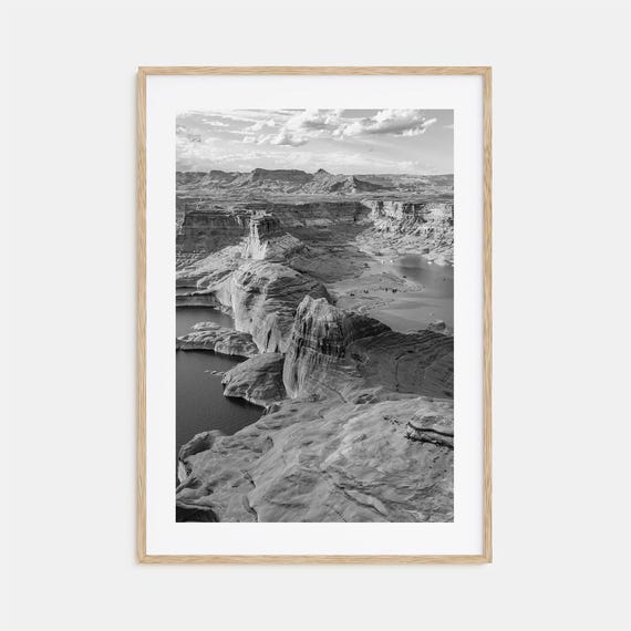 Lake Powell Travel Poster, Black And White Map Art