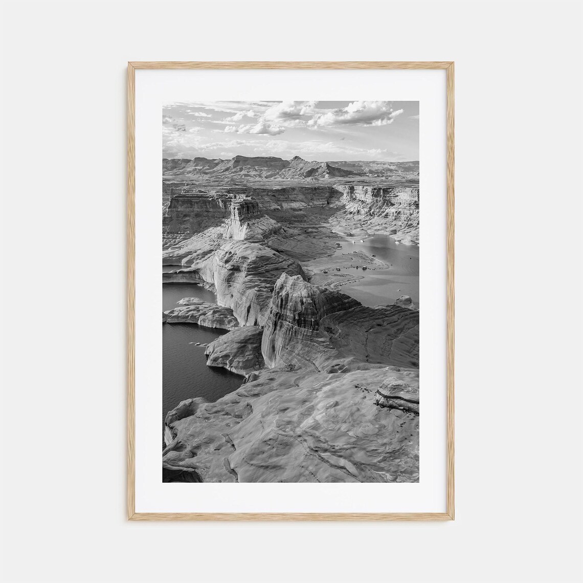 Lake Powell Travel Poster, Black And White Map Art