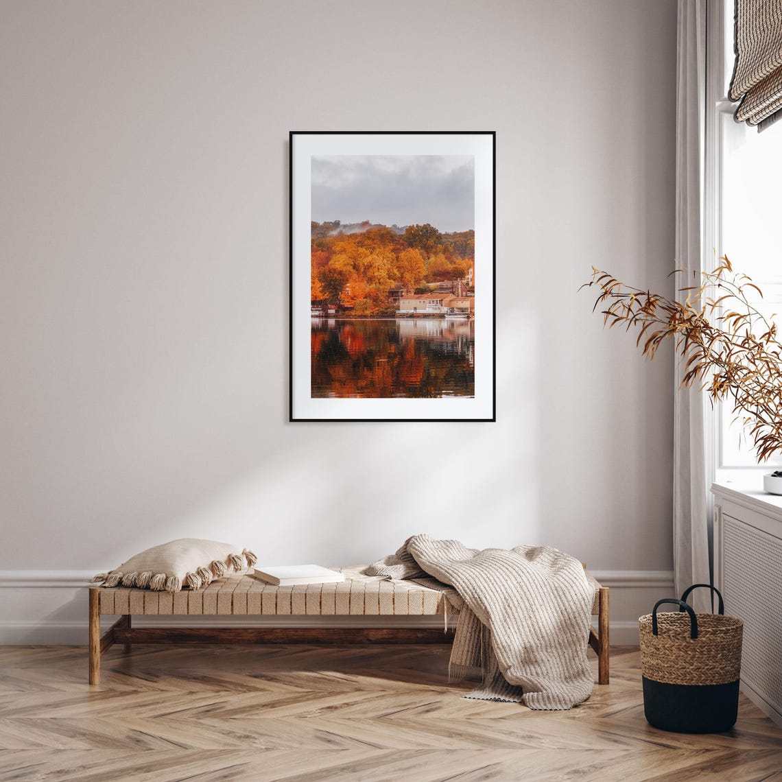 Connecticut Autumn Lake Reflection Colorful Photography Poster - Image 2
