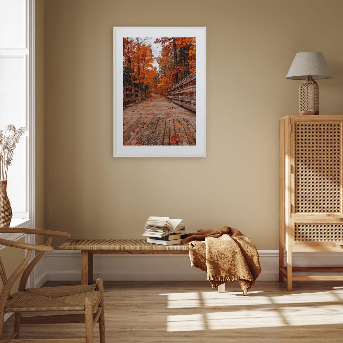 Traverse City Michigan Autumn Boardwalk Maple Forest Photo Poster - Image 2
