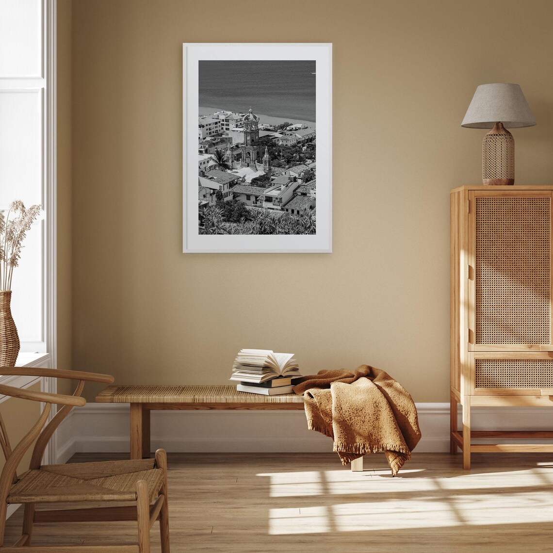 Puerto Vallarta Black And White Travel Map Poster - Image 3