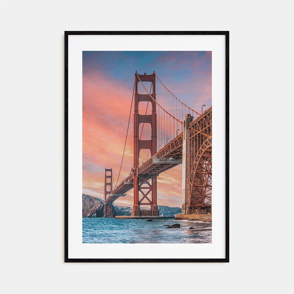 Golden Gate Bridge Sunset Glow Over San Francisco Bay Poster