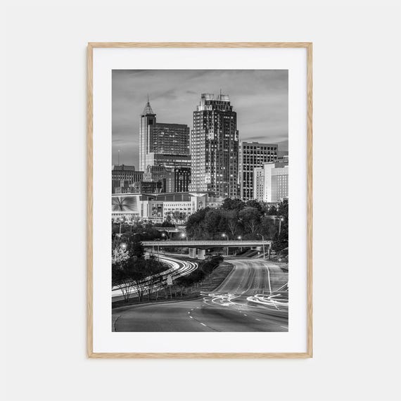 Raleigh Black And White Travel Poster Print
