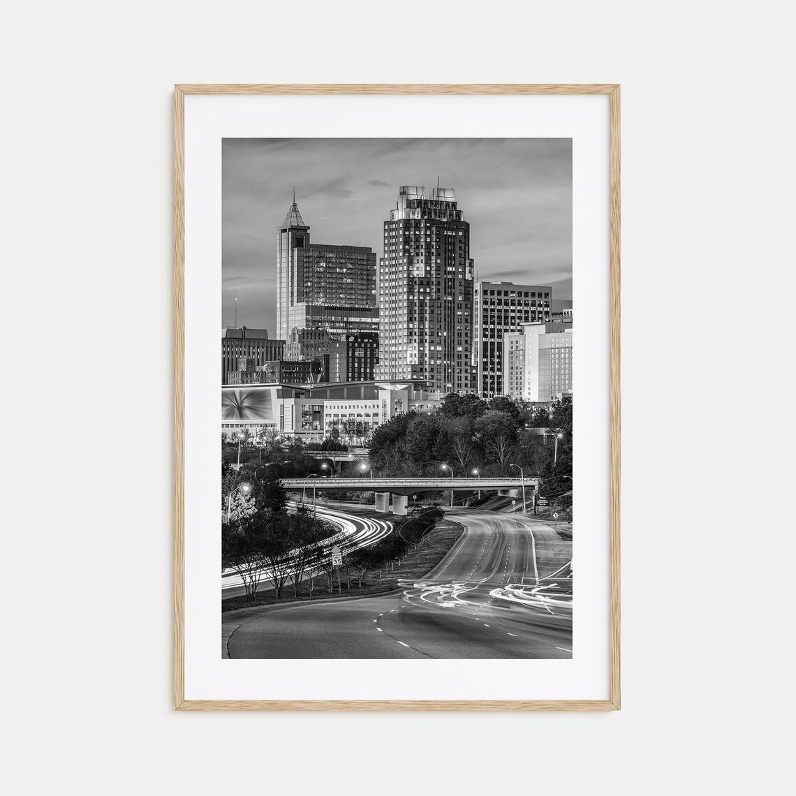 Raleigh Black And White Travel Poster Print