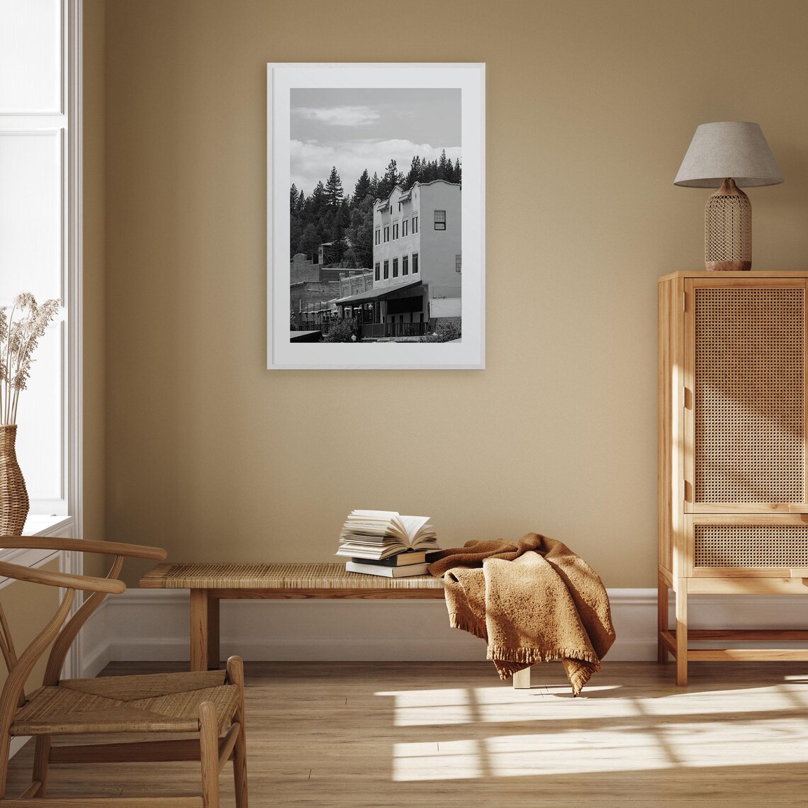 Truckee Historic Downtown Buildings Black And White Art Poster - Image 3