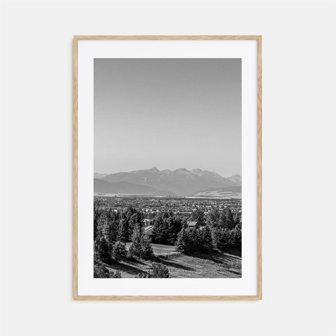 Bozeman Valley and Mountain View Black and White Photo Poster