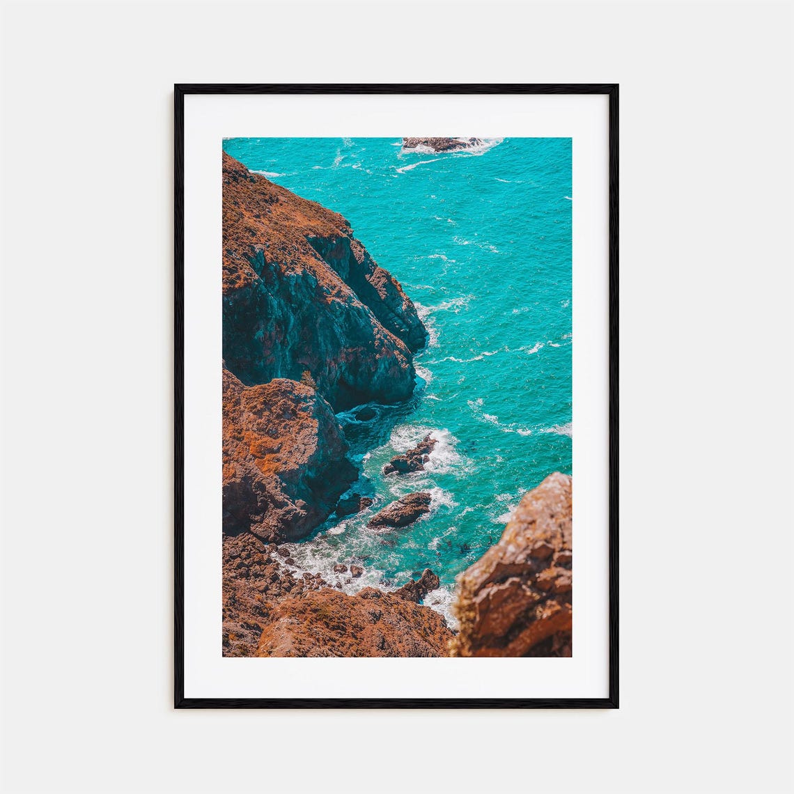 Stinson Beach Turquoise Coastline Cliffs Aerial Ocean View Poster