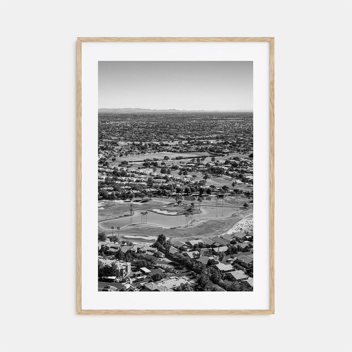 Mesa Arizona Aerial Golf Course Black And White Suburb Poster