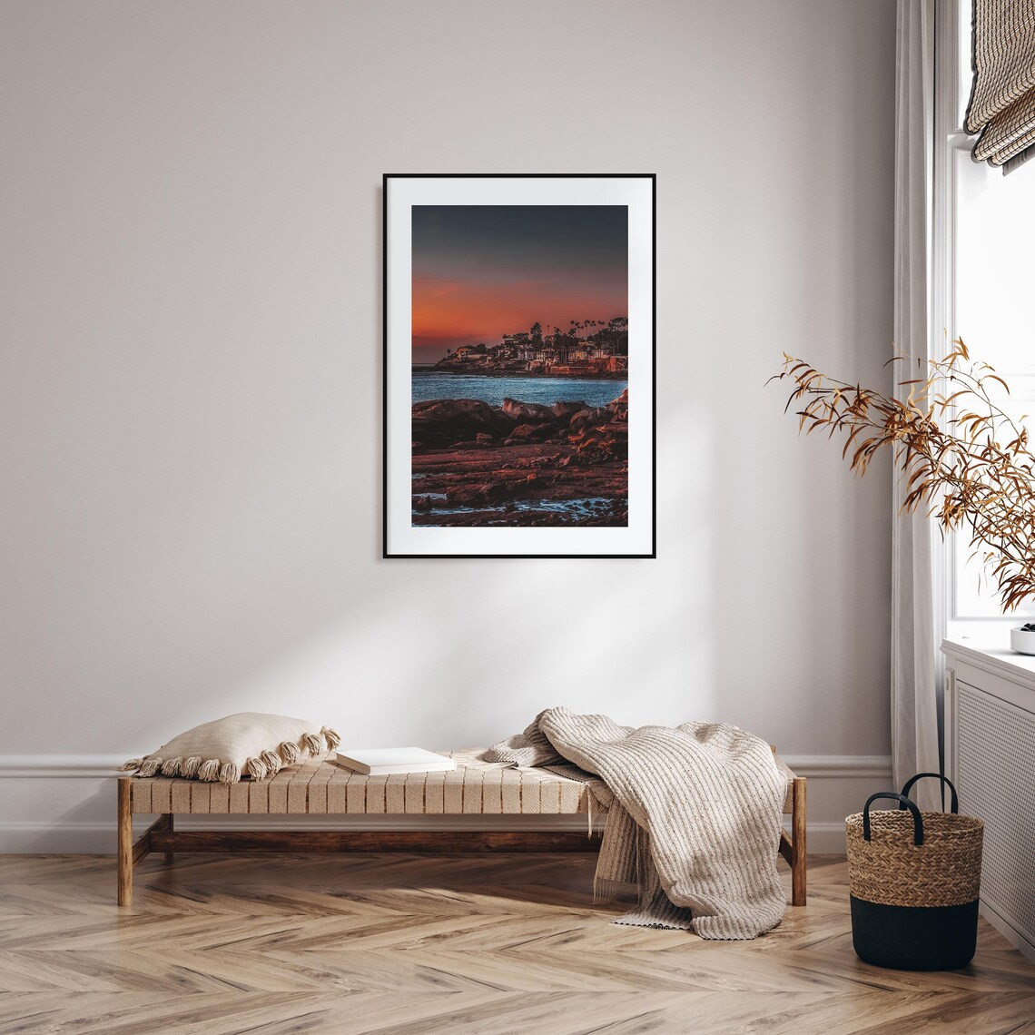 Rocky Coast Sunset Cliffside Houses Ocean Photography Art Print - Image 2