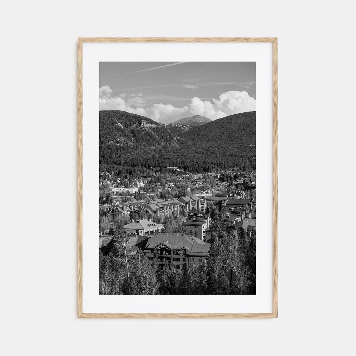 Breckenridge Mountain Town Aerial Black and White Photo Poster