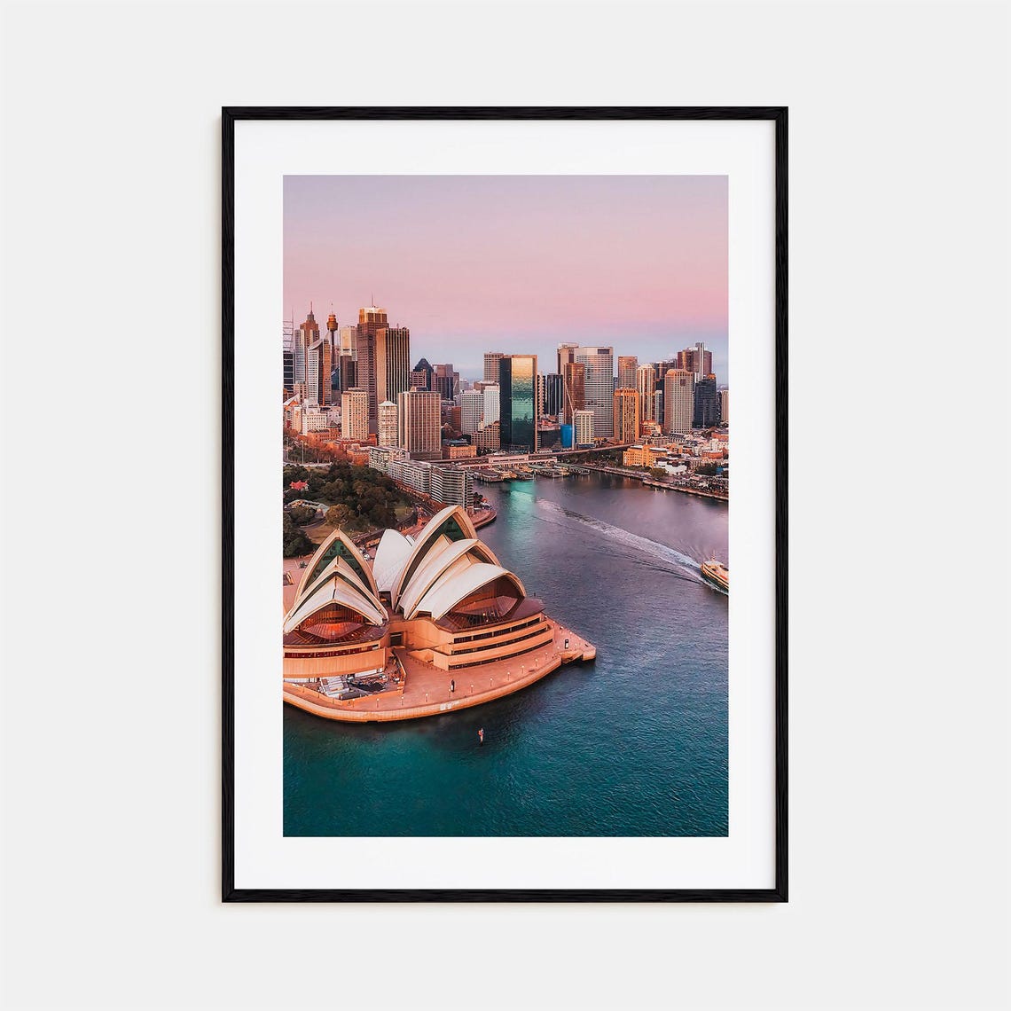 Sydney Opera House Aerial With City Skyline at Sunset Poster