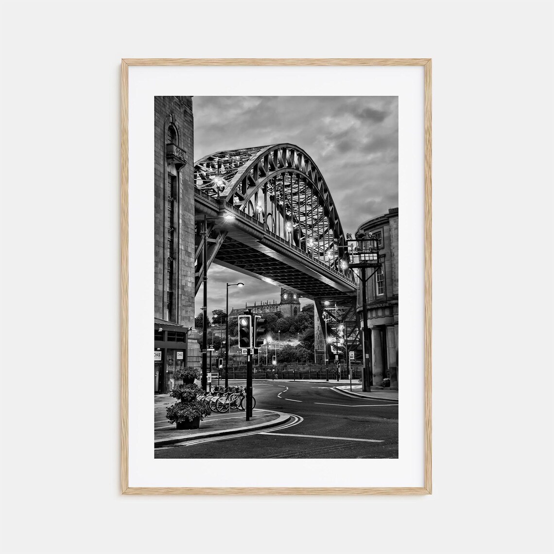 Newcastle upon Tyne Tyne Bridge Quayside Black and White Poster