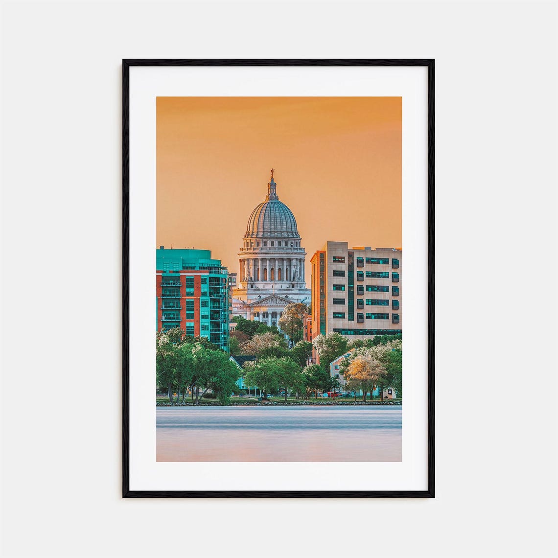 Madison Wisconsin State Capitol Dome Sunset Lake Photo Poster
