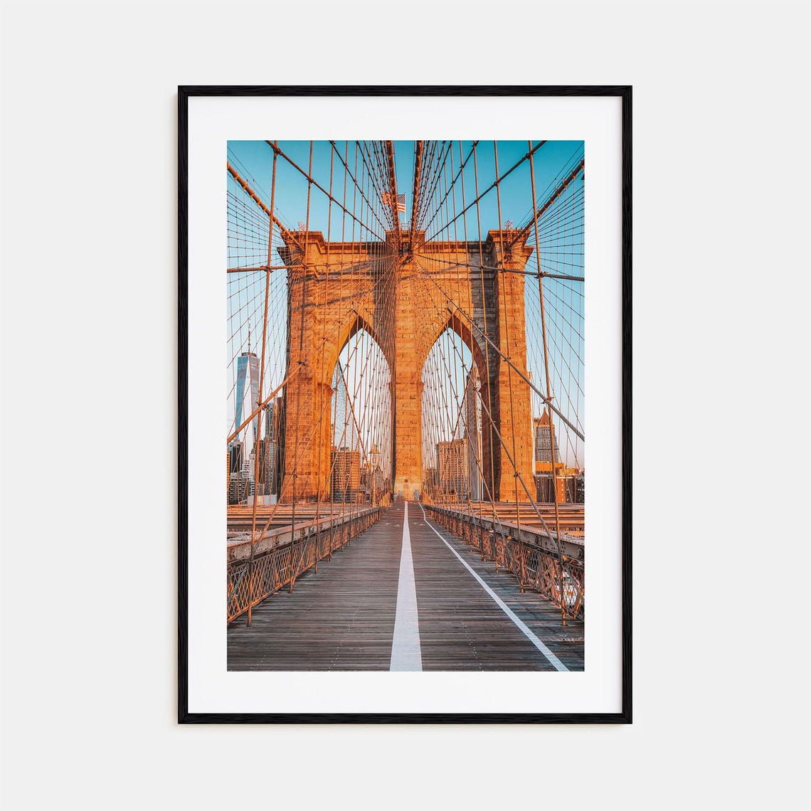 Brooklyn Bridge Sunrise Walkway Stretching Toward Manhattan Poster
