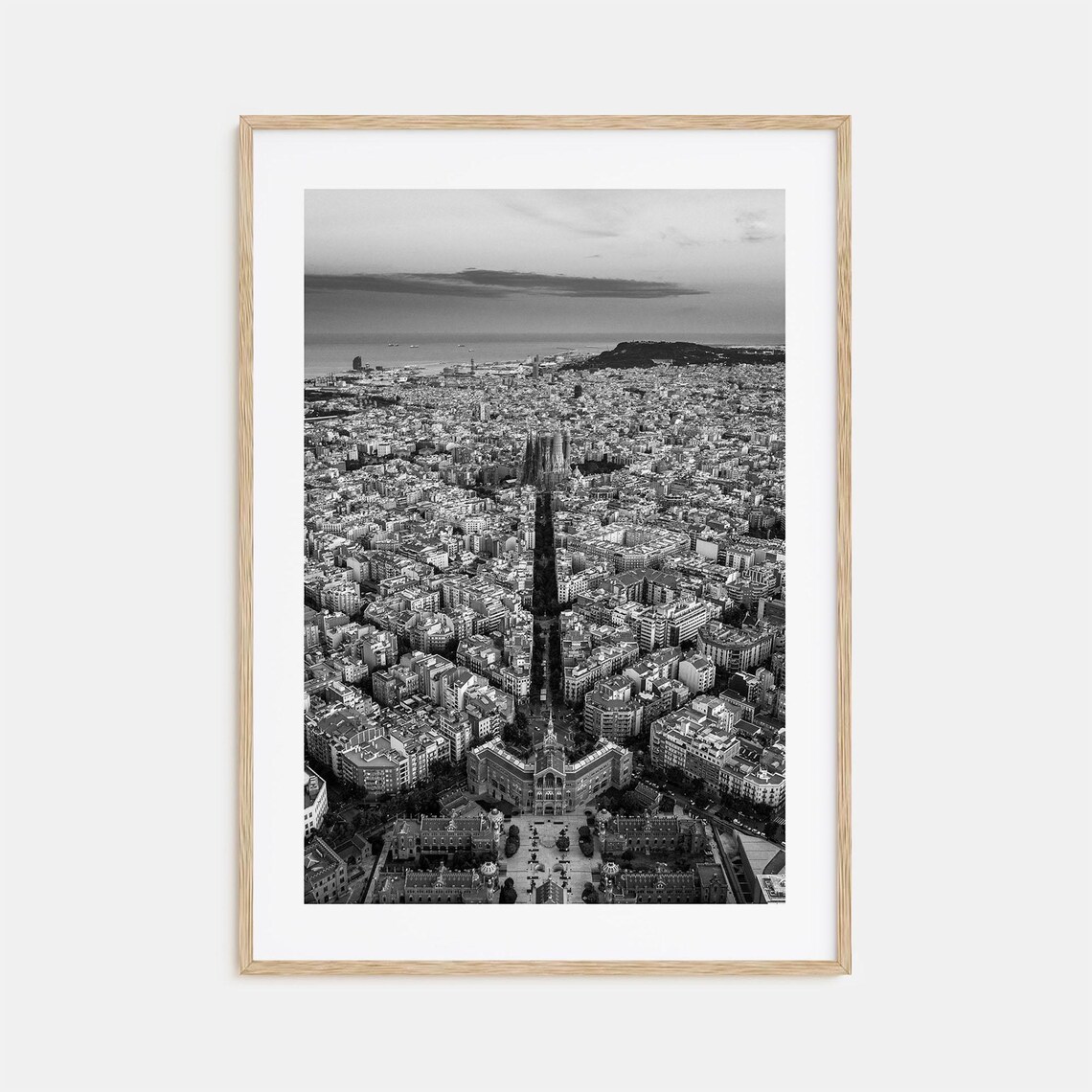 Barcelona Black and White Travel Poster, Photo Print