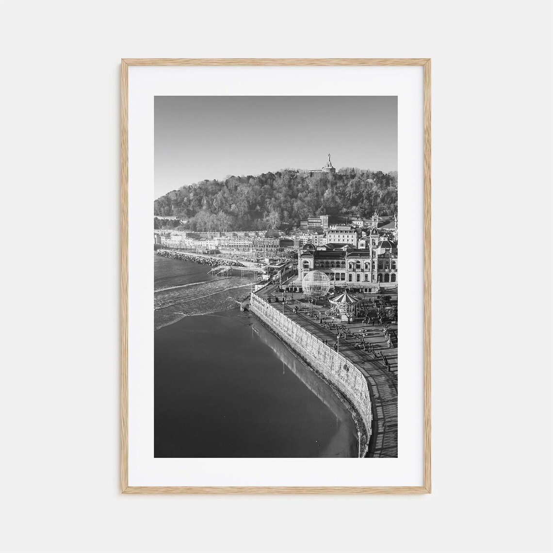 San Sebastian Black And White Travel Poster