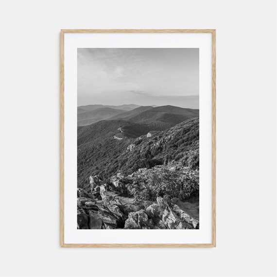Shenandoah Valley Blue Ridge Black and White Mountain View Poster
