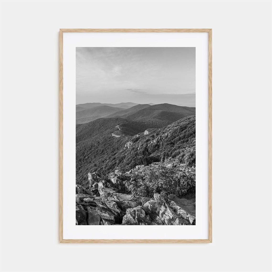Shenandoah Valley Blue Ridge Black and White Mountain View Poster