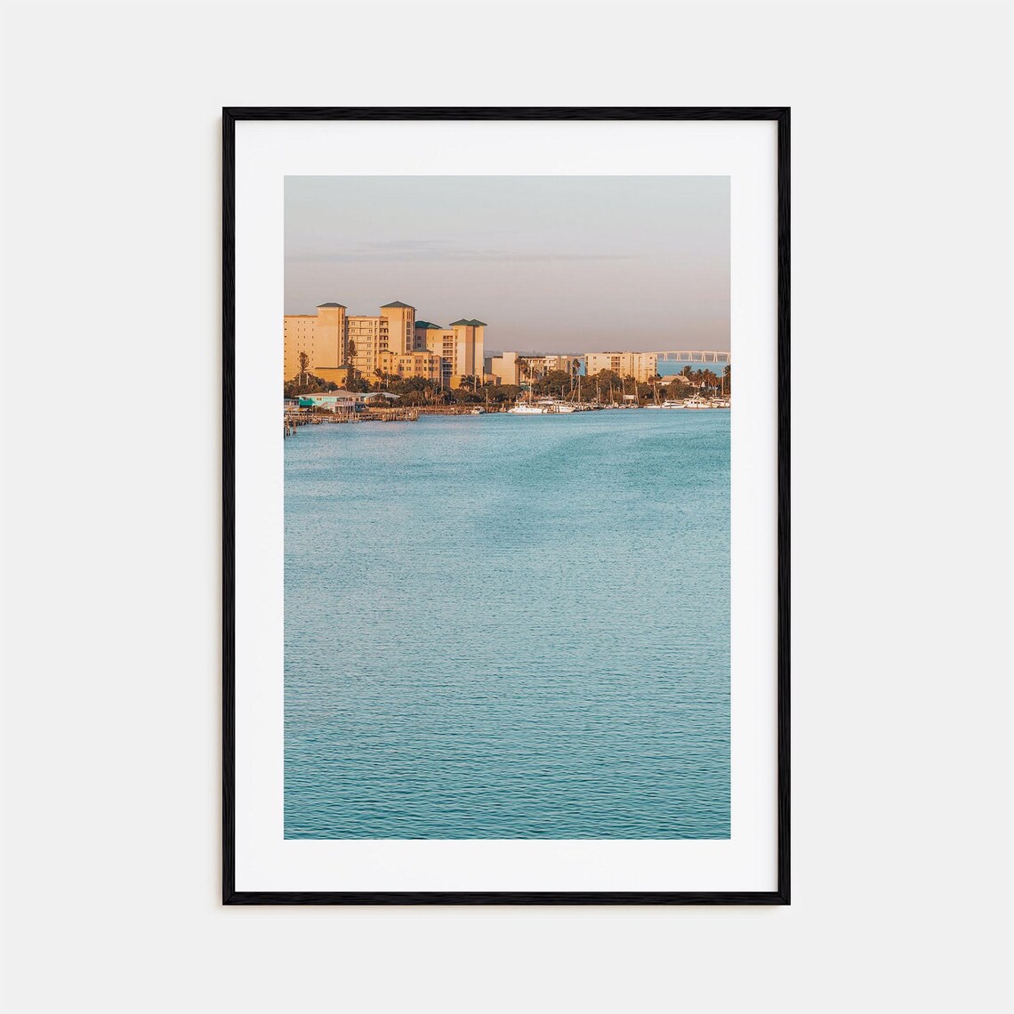 Fort Myers Florida Waterfront Marina Skyline Calm Water Photo Poster