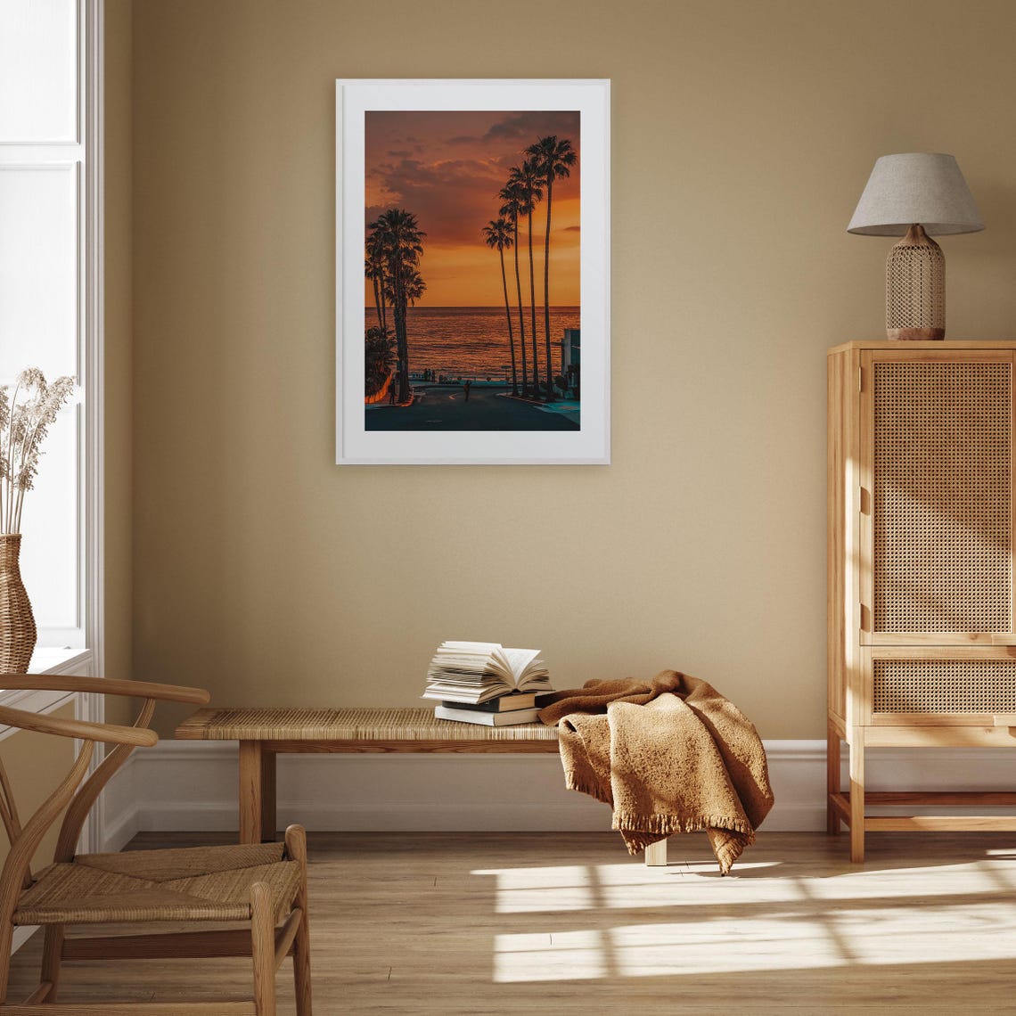 La Jolla Palm Tree Ocean Sunset California Beach View Poster - Image 2