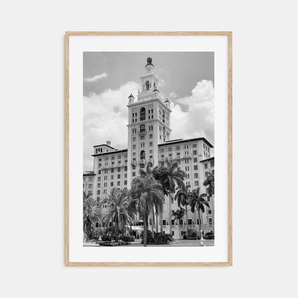 Coral Gables Biltmore Hotel Tower Palms Black White Photo Poster