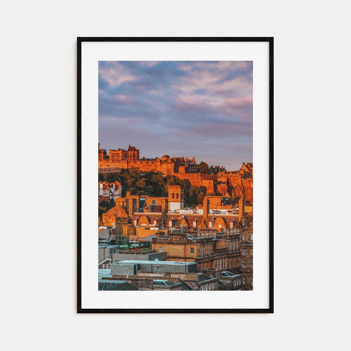 Edinburgh Scotland Castle Sunset Old Town Golden Light Photo Poster