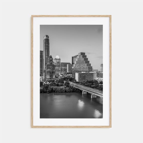 Austin Black and White Travel Poster Print