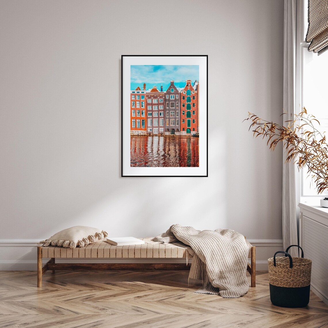 Amsterdam Canal Houses Colorful Reflections on Water Photo Poster - Image 2