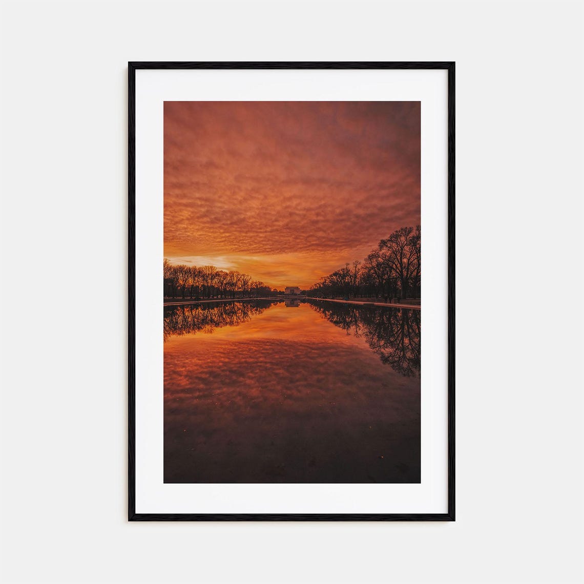 Washington DC National Mall Reflection Pool at Fiery Sunset Poster