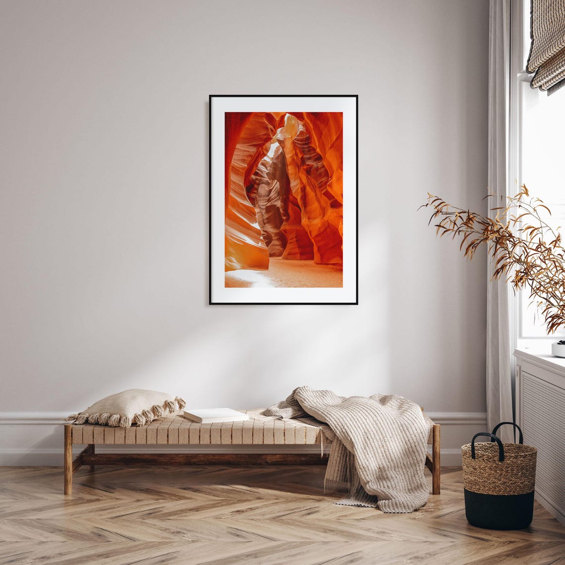 Orange Sandstone Slot Canyon with Sculpted Wave Walls Scenic Print - Image 2