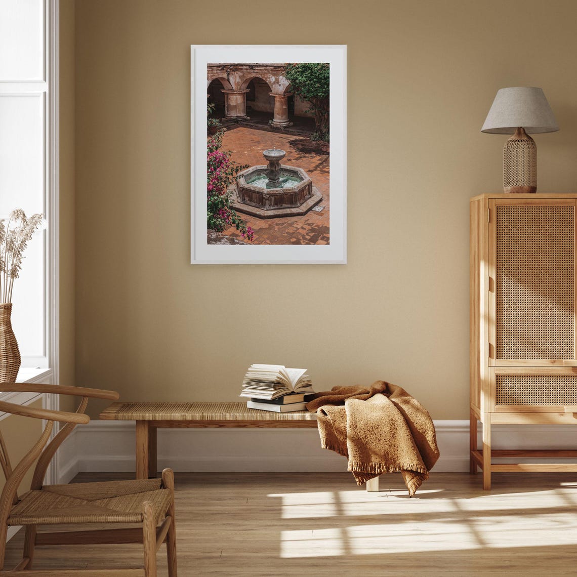 Antigua Guatemala Colonial Courtyard Stone Fountain Photo Art Poster - Image 3