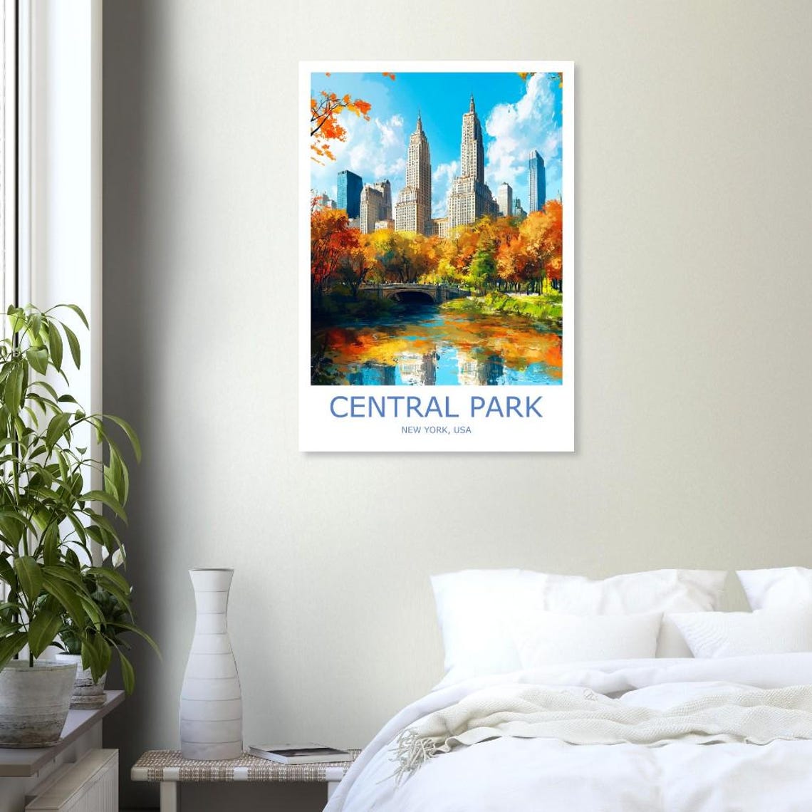 Central Park Autumn Lake Reflections Manhattan Skyline NYC Poster - Image 3
