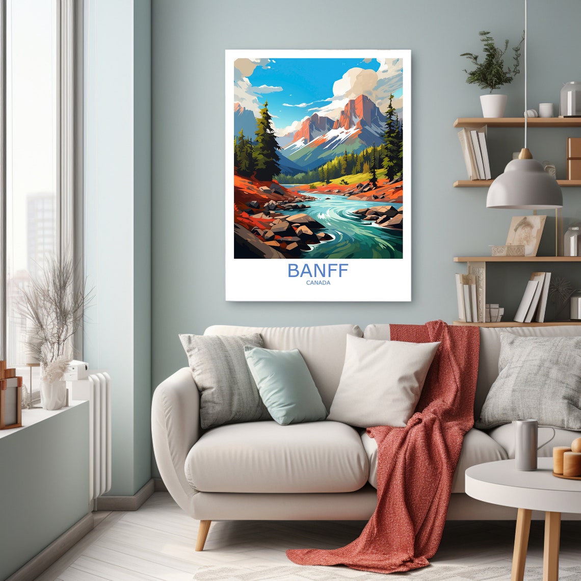 Banff National Park Rocky Mountains River Pines Travel Poster - Image 2
