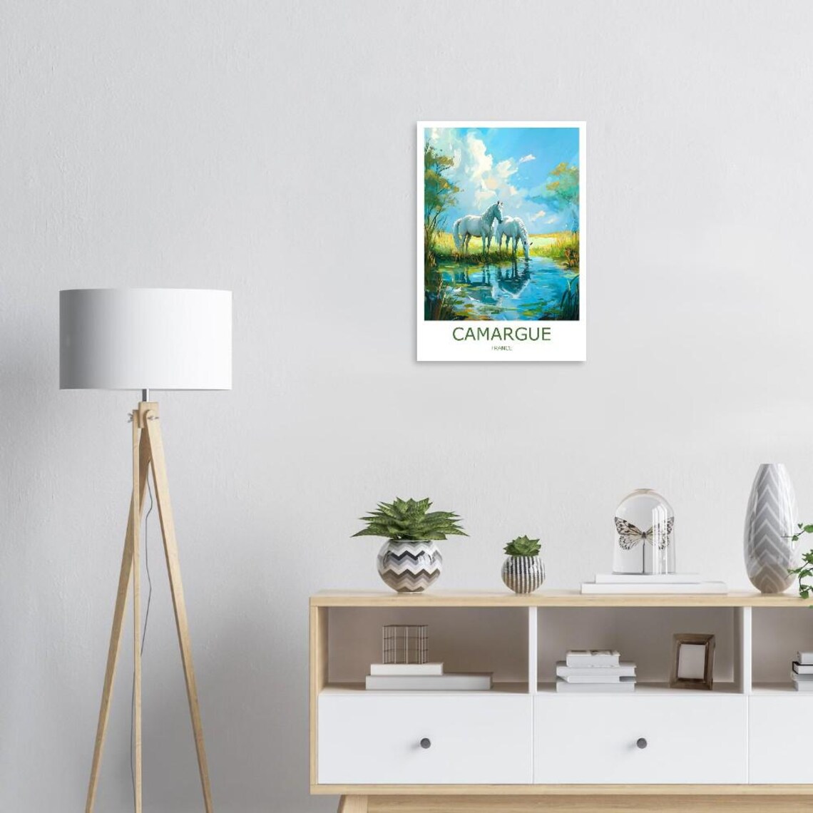 Camargue White Horses at the Marsh Water France Nature Poster - Image 3