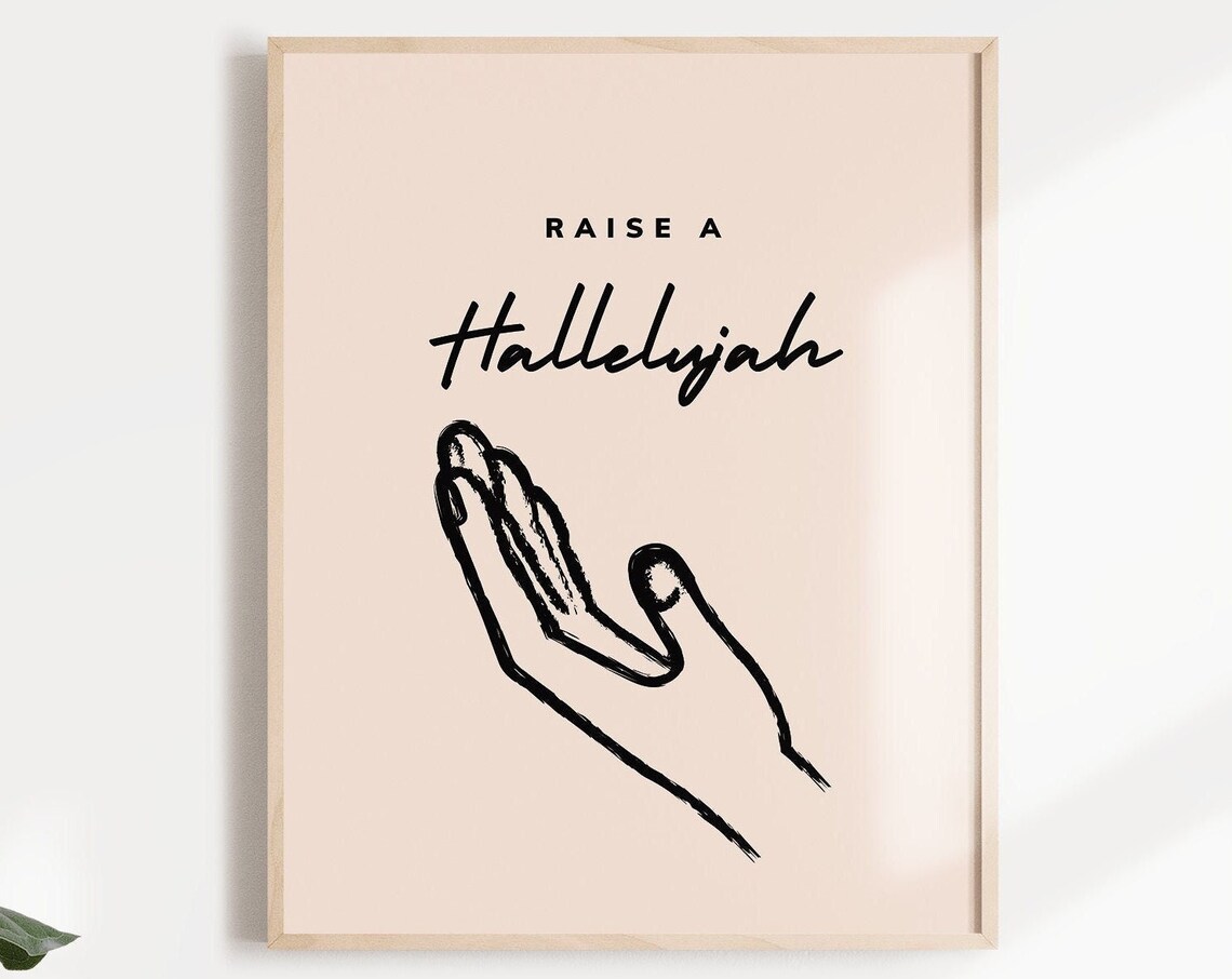 Raise A Hallelujah Raised Hand Line Art Worship Song Lyric Poster - Image 3