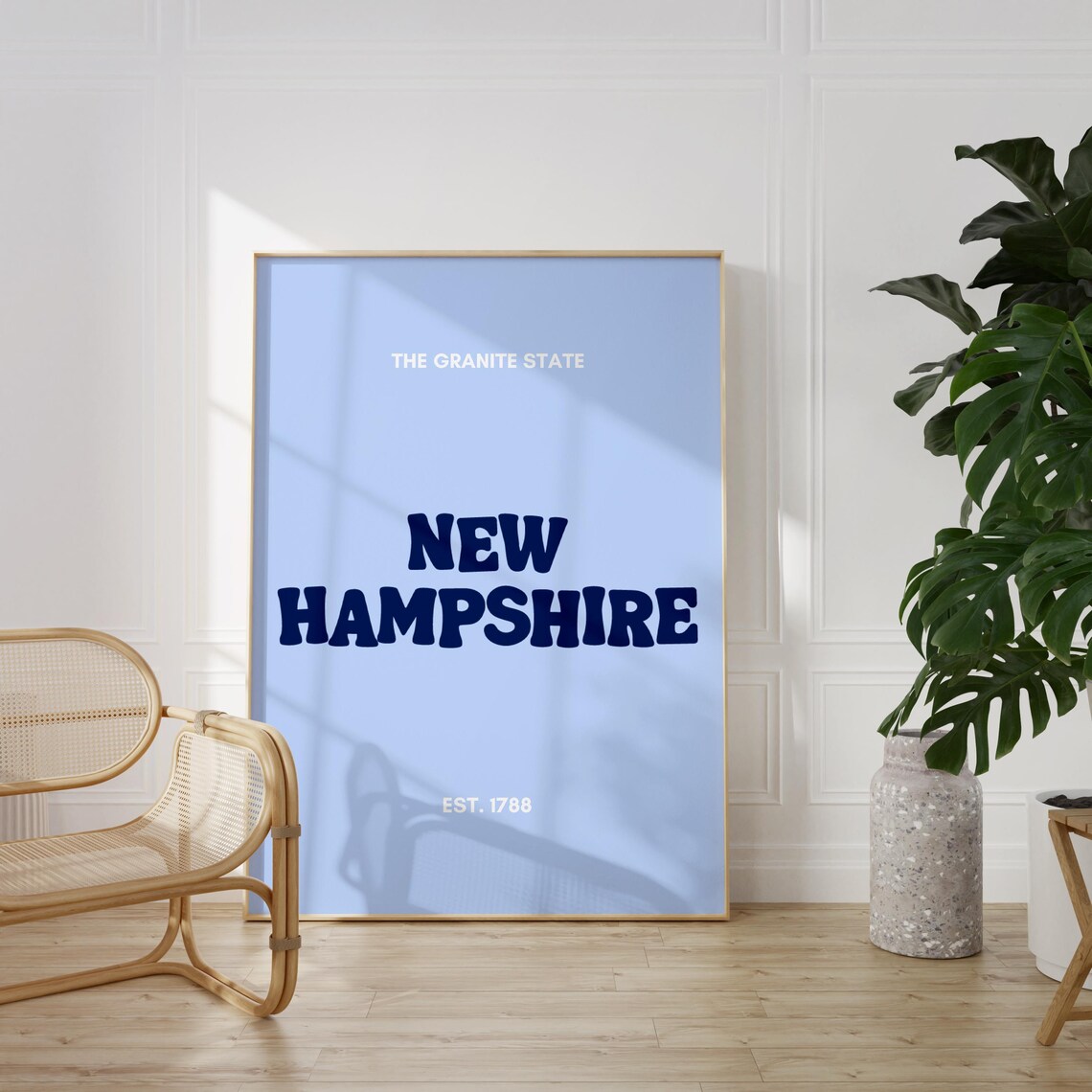 New Hampshire The Granite State Retro Typography Travel Poster
