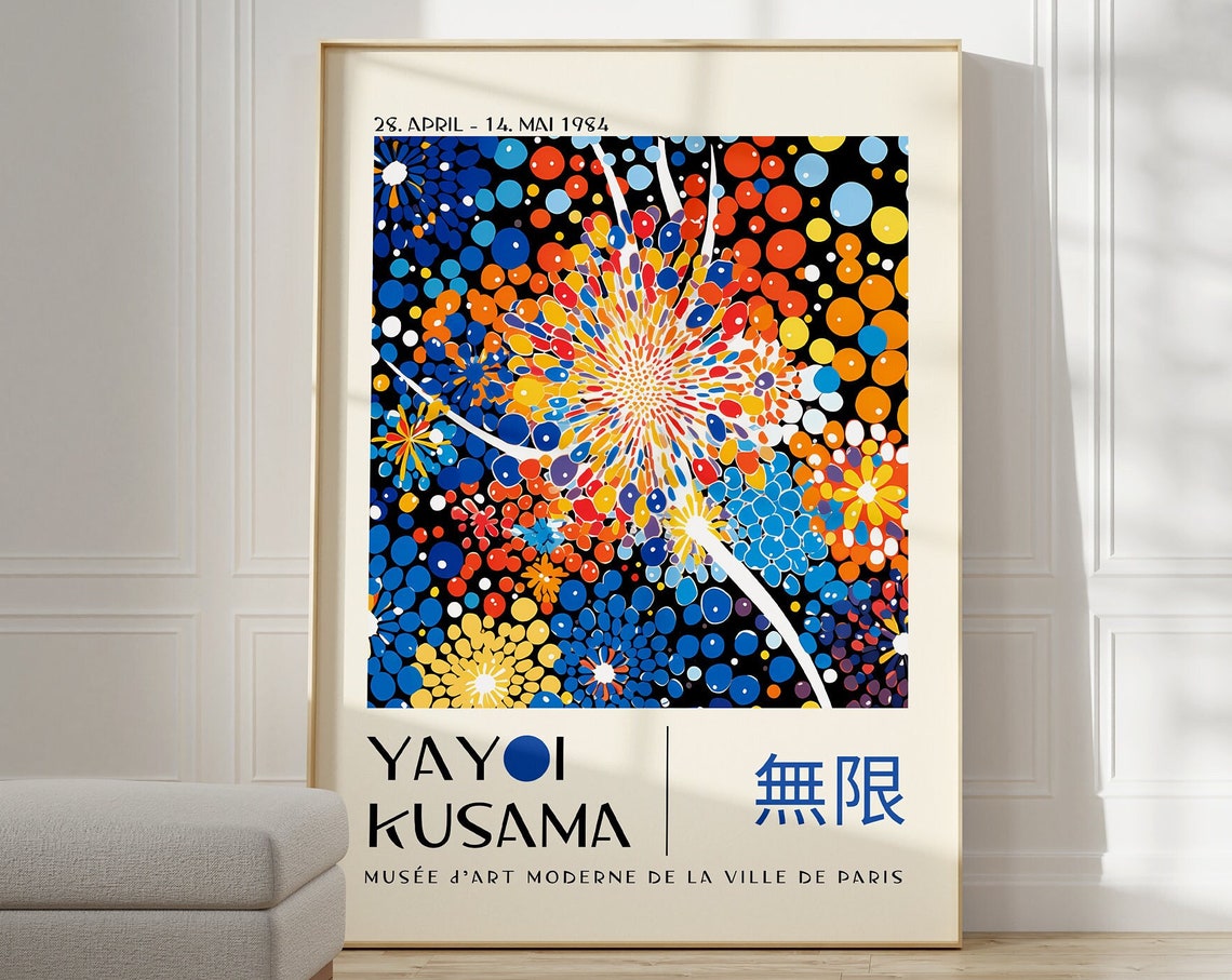 Yayoi Kusama Fireworks Dots 1984 Paris Exhibition Art Poster