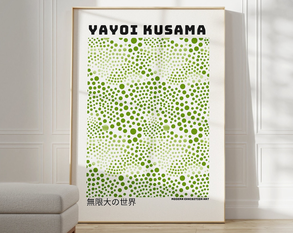Yayoi Kusama Inspired Abstract Art Print, Japandi Gallery Wall