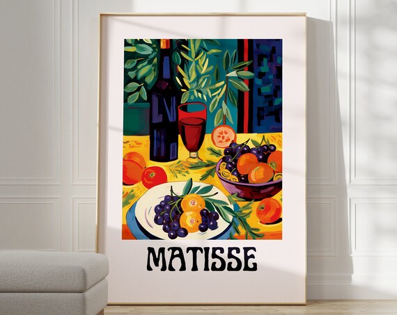 Matisse Fauvist Still Life Wine Grapes Fruit Table Art Poster