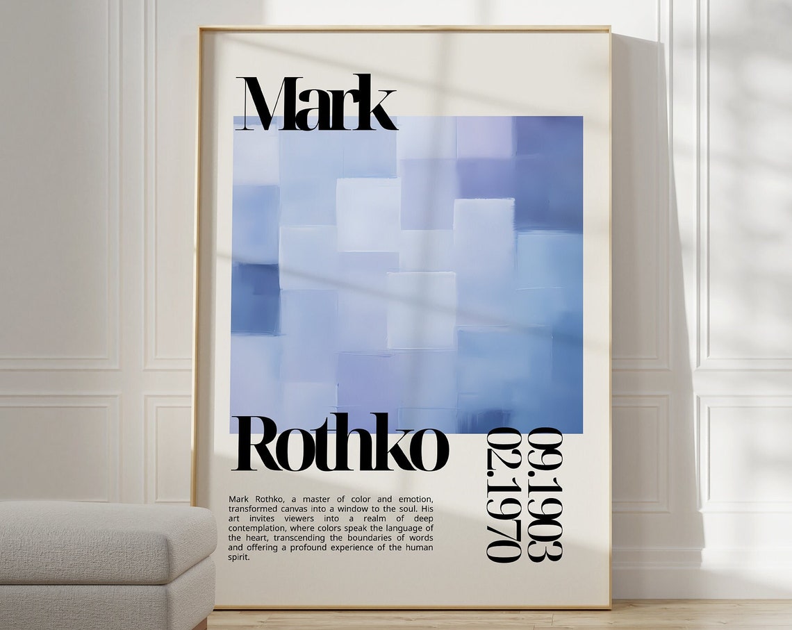 Mark Rothko Serene Blue Abstract Squares Modernist Art Poster
