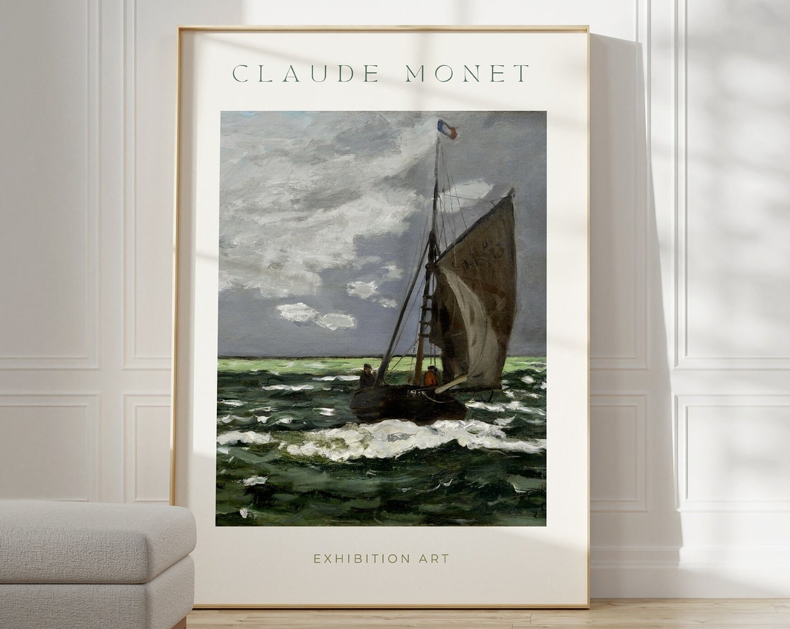Claude Monet Exhibition Sailboat Seascape Impressionist Art Poster